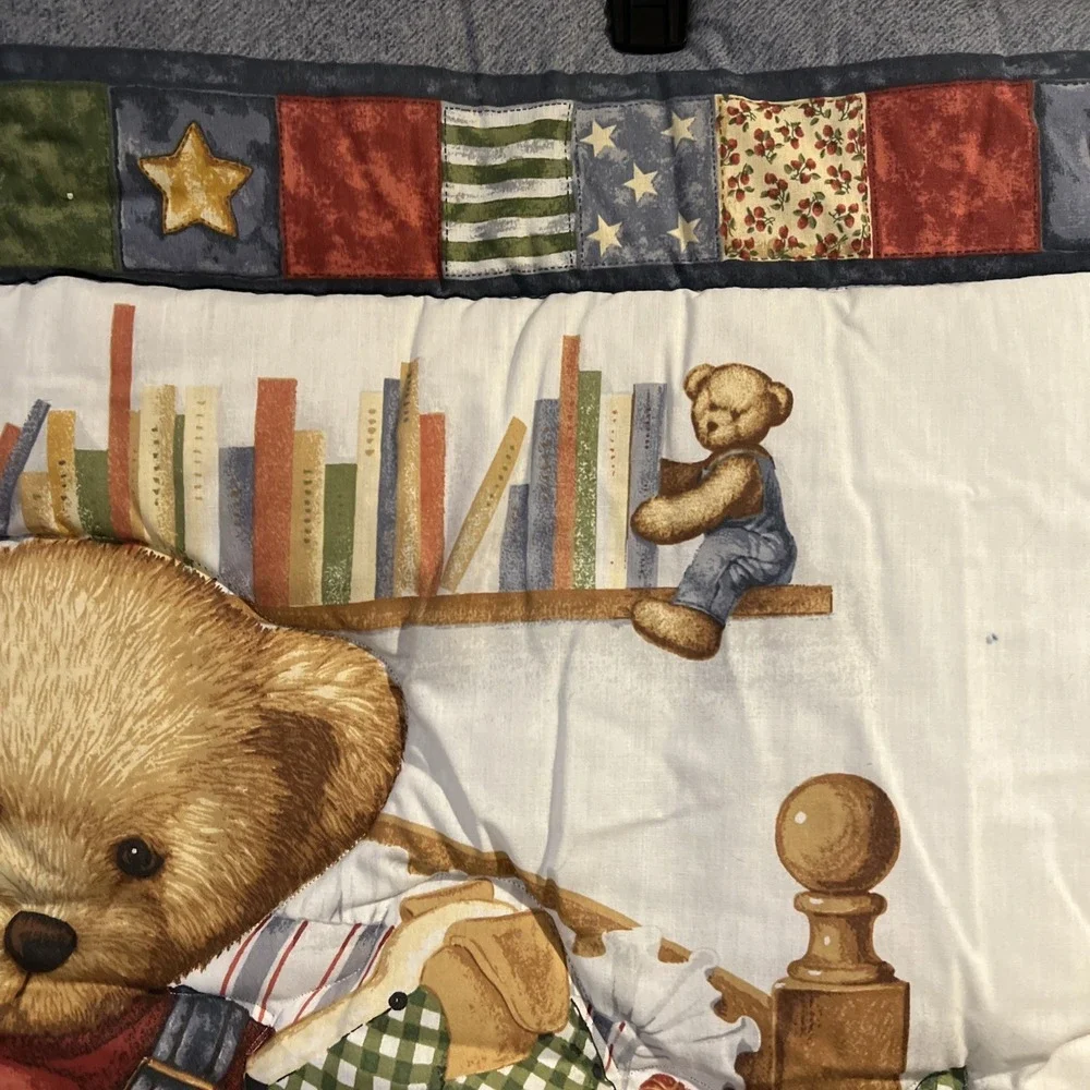 Blue Jean Teddy Bear‎ Baby Comforter Crib Quilt Baby Albumn Daisy Kingdom 42x32